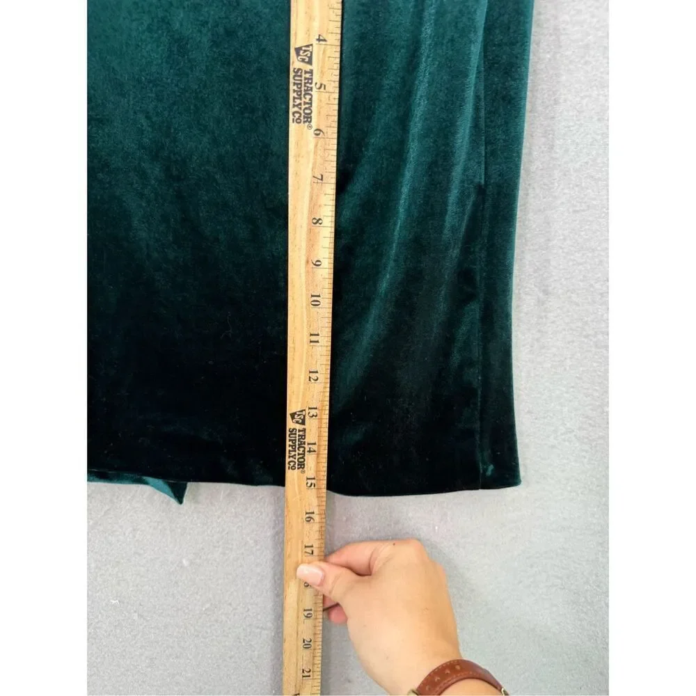 Zara Womens Green Velvet Sleeveless Draped Crewneck Slit Back Maxi Dress Size XS - Picture 6 of 8